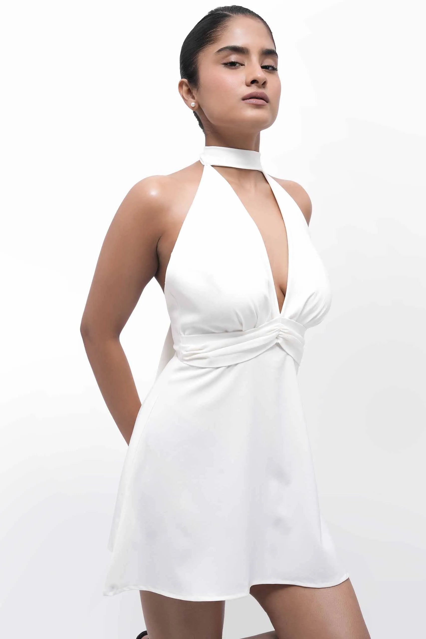 Aullera Noir Dress | White