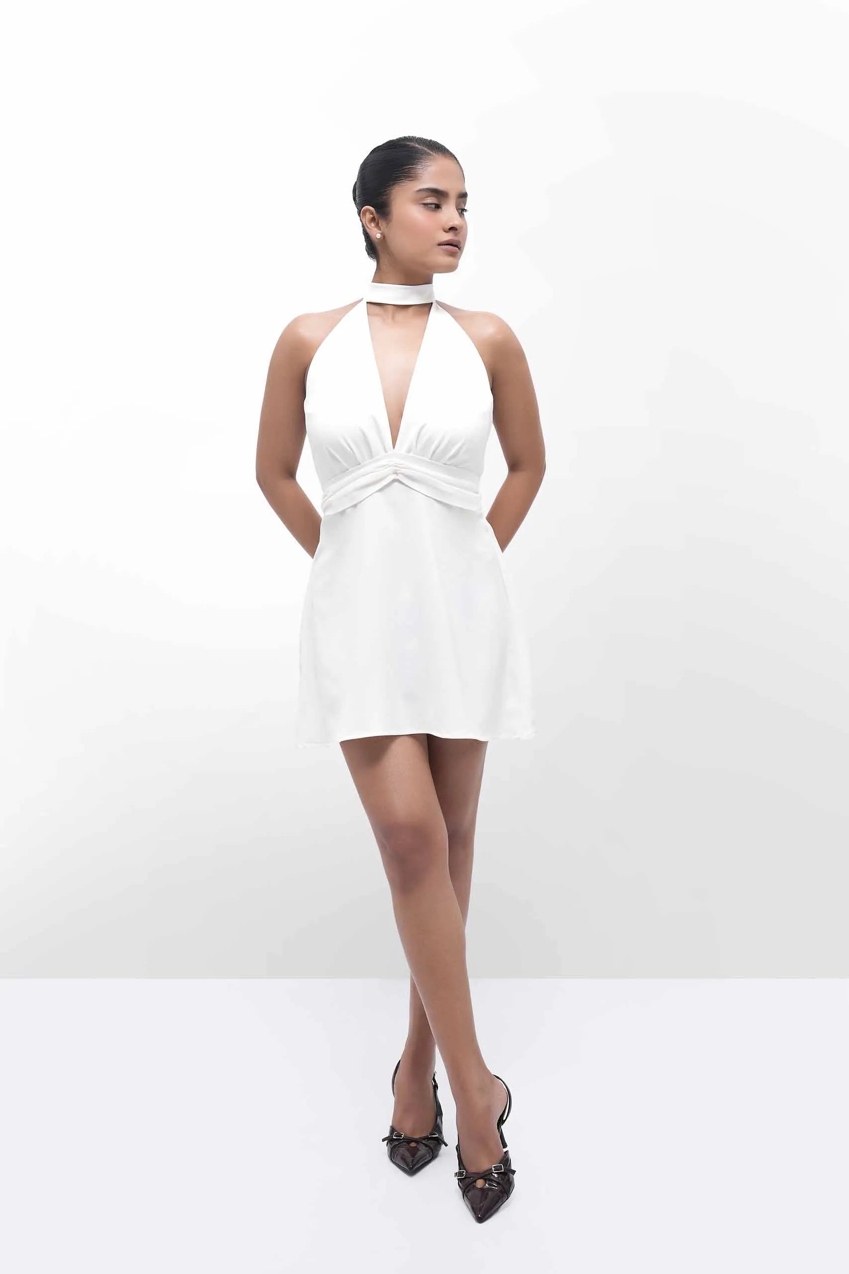 Aullera Noir Dress | White